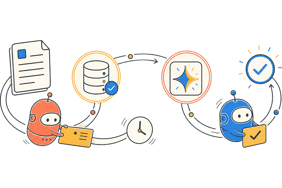 An agent moving tasks through a continuous workflow