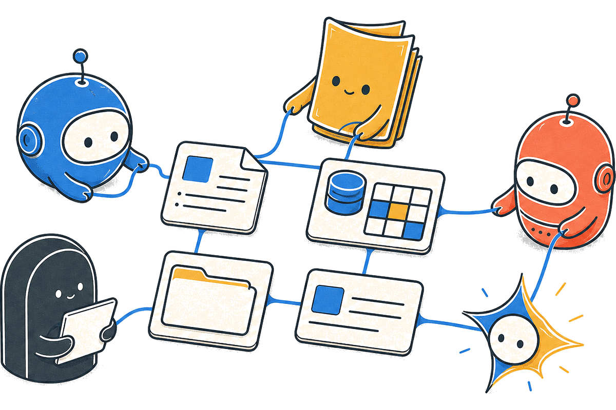 Nexfiy mascots sharing documents, databases, files, and connected context